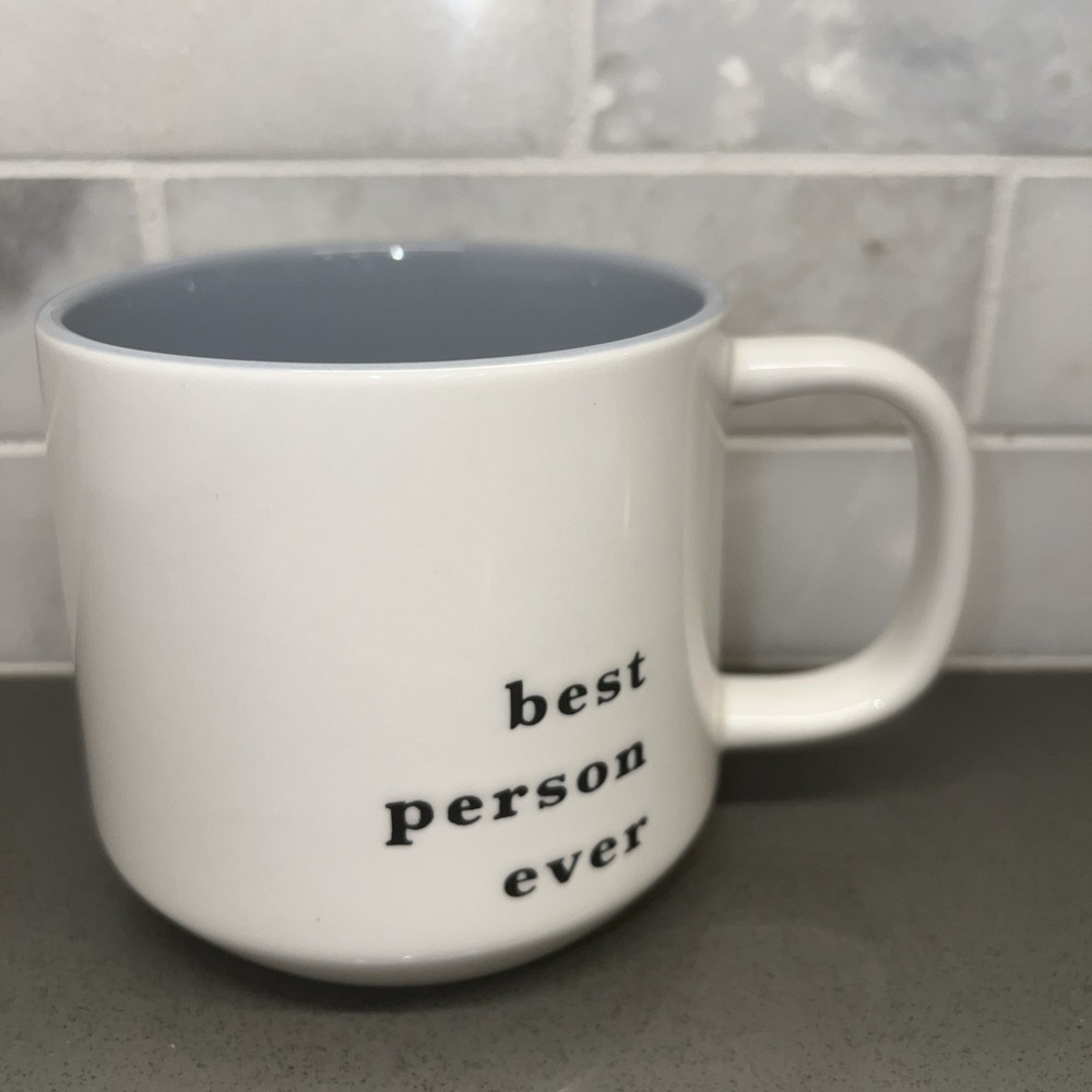 Threshold Best Person Ever Embossed Stoneware Coffee Mug White And Blue